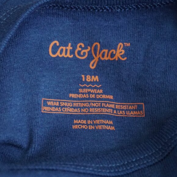 Cat & Jack 2 Piece Pajamas Navy Top with Polar Bear Fleece Bottoms Boy’s 18 Mont - Picture 5 of 6